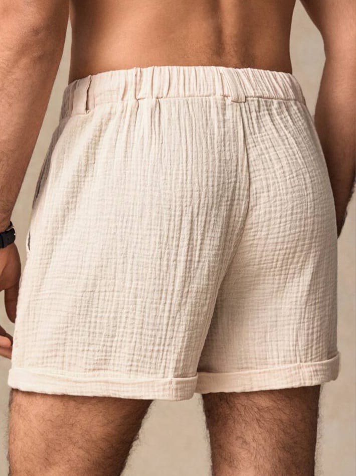 BONGA-BOYS Woven Double Layer With Belt Loops Crinkle Fabric Shorts